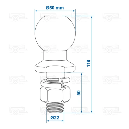 Kép 4/4 - ProPlus vonógömb egyenes M22