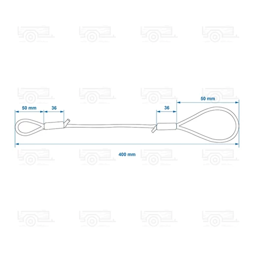 Kép 6/6 - Szakadókötél, fék nélküli utánfutóhoz, 40 cm hurokkal
