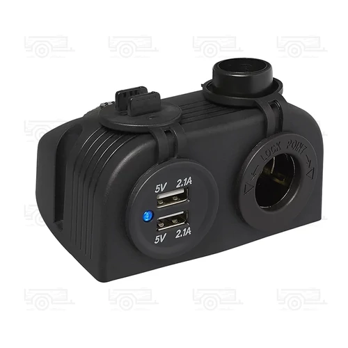 DIN aljzat + USB-port dupla 2x2100mA