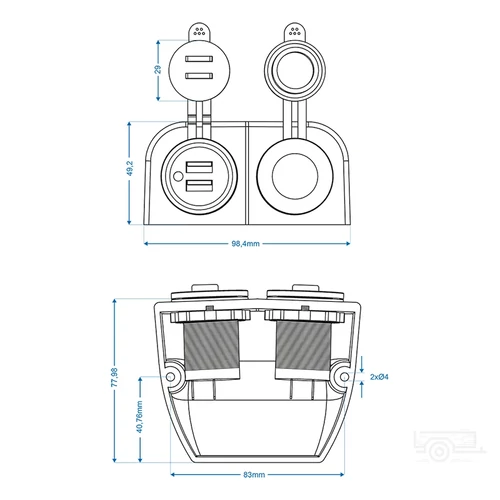 Kép 6/6 - DIN aljzat + USB-port dupla 2x2100mA