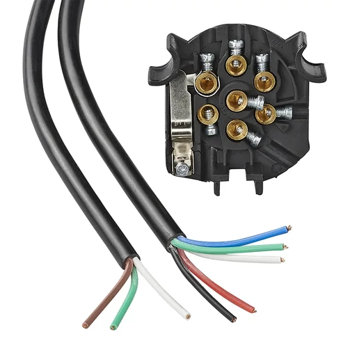 Kép 5/5 - Előre vezetékelt aljzat szerelvény 7+1 tűs PVC + 1,50M kábel 8 vezeték