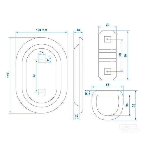Kép 5/5 - Rakományrögzítő, ovális 145x100 mm