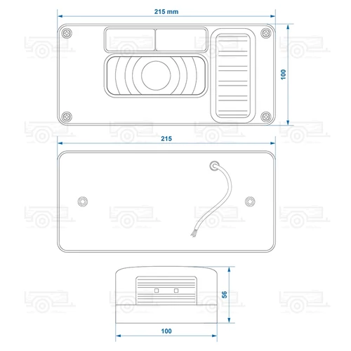 Kép 3/3 - Hátsó lámpa, 6 funkciós 215x100mm jobb