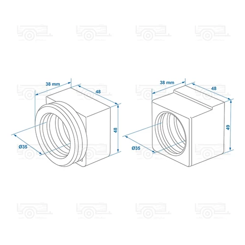 Kép 5/5 - AL-KO 60S/2-90S/3 vonófej persely készlet - 35 mm tolórúdhoz, utángyártott