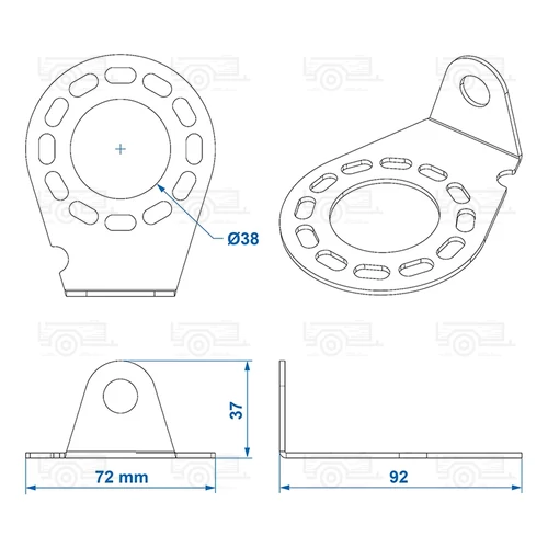 Kép 4/4 - Szerelőlap - fém - ferde - 9,2 x 7,2 cm