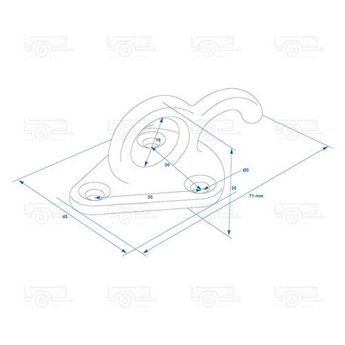 Kép 4/4 - Öntvény fül, 70x45 mm hajlított