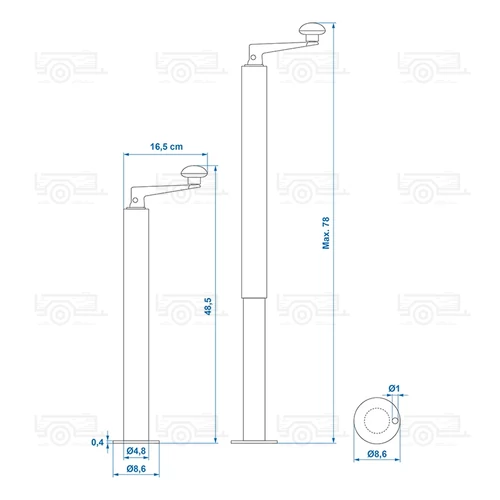 Kép 5/5 - ProPlus emelhető támasztóláb, 400-650 mm, Ø48mm - 300 kg