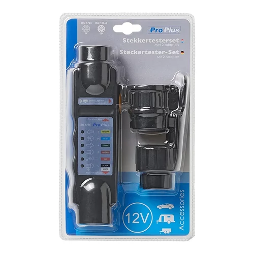 Kép 7/7 - Dugótesztelő 7 tűs 12V-os készlet 2 adapterrel