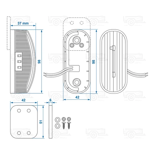 Kép 6/6 - ProPlus helyzetjelző lámpa, bal oldalra, piros/fehér LED
