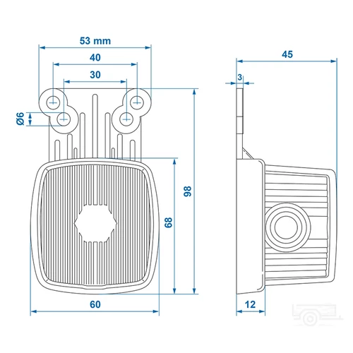 Kép 6/6 - Első helyzetjelző lámpa piros/fehér 66x62mm