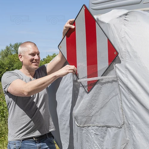 Kép 6/7 - Kerékpárhuzat XL 2 kerékpárhoz, figyelmeztető jelzőtáblával