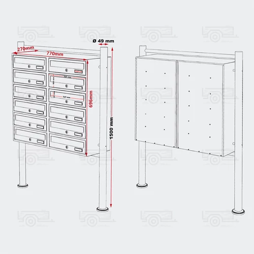 Kép 6/6 - Álló postaláda - 12 részes - antracit szürke