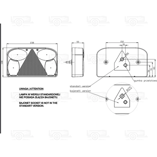 Kép 2/2 - Fristom FT-88 hátsó lámpa ködlámpával (bal)