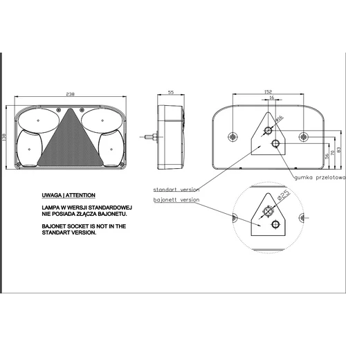 Kép 2/2 - Fristom FT-88 hátsó lámpa tolatólámpával (jobb)