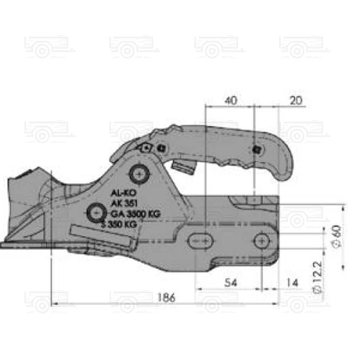 Kép 2/2 - AL-KO  kapcsolófej szett 3500 kg AK351-351ZA cső 50mm/ 60 mm csavarokkal