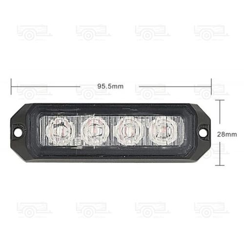 Kép 2/4 - Villogó lámpa 4xLED NARANCS 12/24V