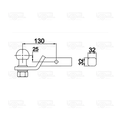 Kép 3/3 - AutoHak AH-10 USA, amerikai tipusú vonóhorog konzol , 32/32 mm zártszelvény profillal, 3500 kg teherbírás