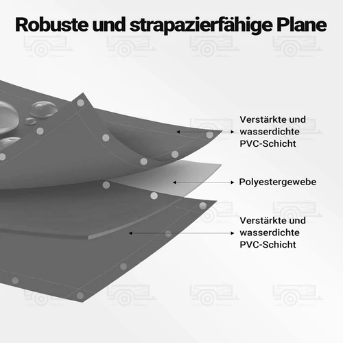 Kép 6/9 - Wiltec 4 x 5 m szürke vízálló ponyva, nagy teherbírású takaró