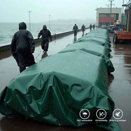 Kép 3/9 - Wiltec 4 x 7 m sötétzöld vízálló ponyva, nagy teherbírású takaró