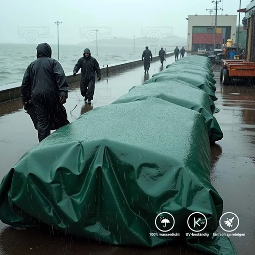 Kép 3/9 - Wiltec 4 x 8 m sötétzöld vízálló ponyva, nagy teherbírású takaró