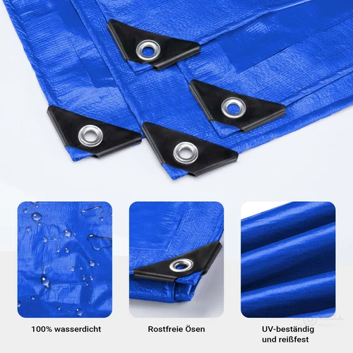 Kép 5/9 - Wiltec 5 x 8 m kék vízálló ponyva, nagy teherbírású takaró