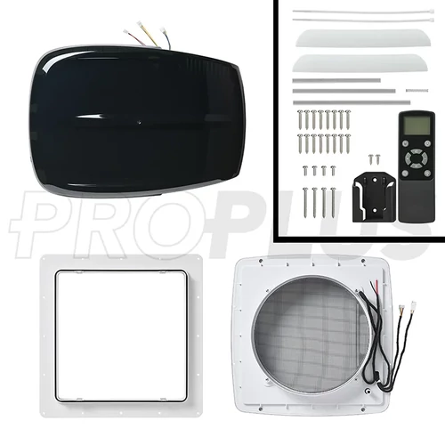 Kép 7/8 - DeLuxe tetőablak 400 × 400 mm, fekete kivitelben, ventilátorral