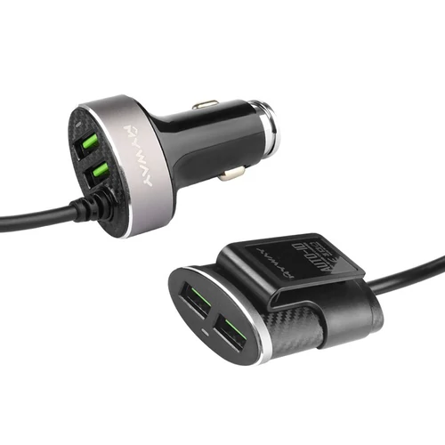 Szivargyújtó töltő 12/24 V, 2 x USB + 2 x USB 5.1 klipszes kábellel klipszel, MyWay