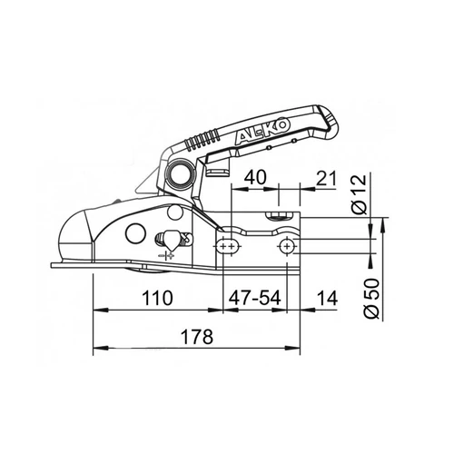 Kép 2/2 - AL-KO kapcsolófej 1600 kg AK161 cső 50 mm