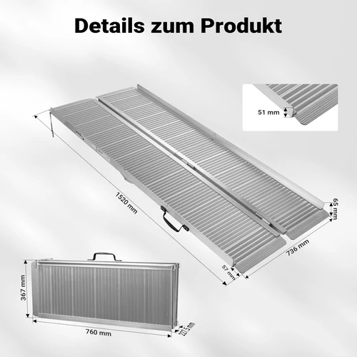 Kép 5/8 - Alumínium kerekesszék rámpa, 152 cm, 270 kg teherbírás, duplán összecsukható