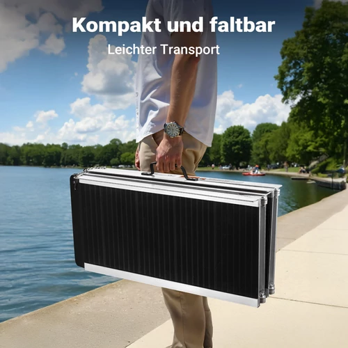 Kép 2/8 - Alumínium kerekesszék rámpa, 244 cm, 270 kg teherbírás, duplán összecsukható