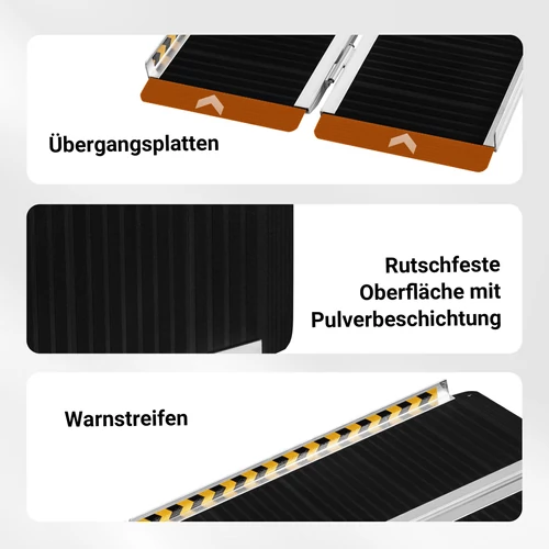 Kép 4/8 - Alumínium kerekesszék rámpa, 244 cm, 270 kg teherbírás, duplán összecsukható