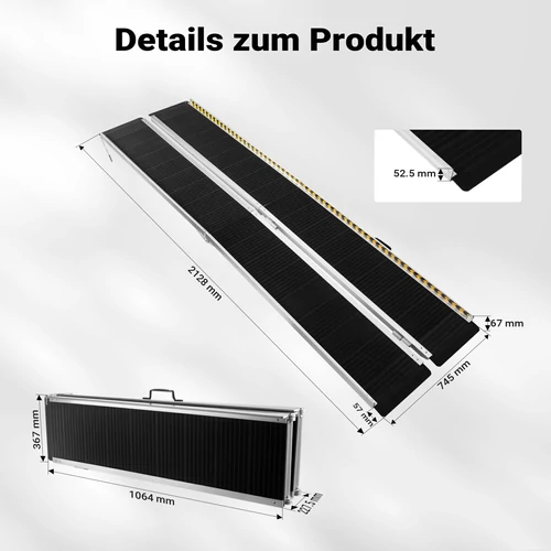 Kép 2/8 - Alumínium kerekesszék rámpa, 213 cm, 270 kg teherbírás, duplán összecsukható